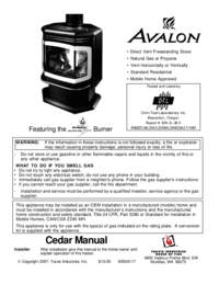 Para ver o documento Avalon-stoves Cedar EF Manual do Utilizador